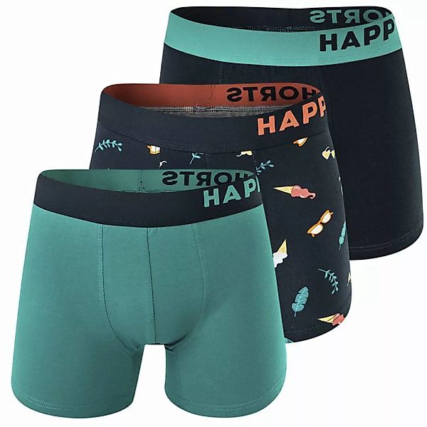 Happy Shorts Herren Boxer Shorts, 3er Pack - Retro Jersey, Logobund Summer günstig online kaufen