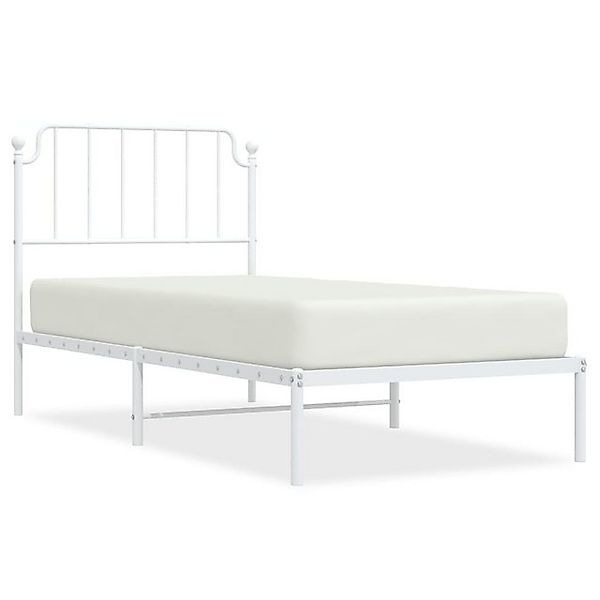 vidaXL Bettgestell, Bettrahmen mit Kopfteil Metall Weiß 90x200 cm günstig online kaufen