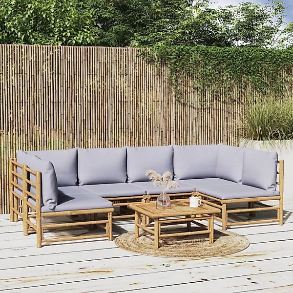 vidaXL Gartenlounge-Set 7-tlg. Garten-Lounge-Set mit Hellgrauen günstig online kaufen