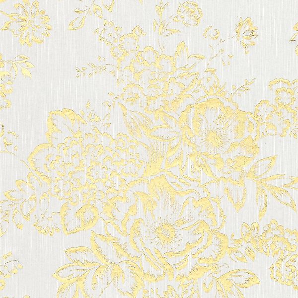 PROFHOME 306571-GU Barock Tapete Blumen dezent Schimmernd Gold Weiß 0,53 m günstig online kaufen