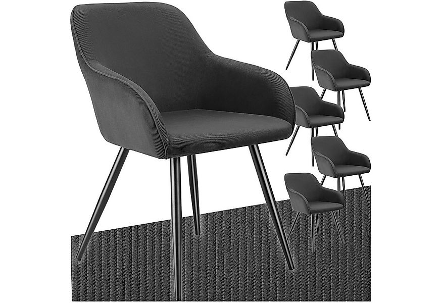 tectake Esszimmerstuhl Küchenstuhl Marilyn, Cordoptik, gepolstert (Set, 6 S günstig online kaufen