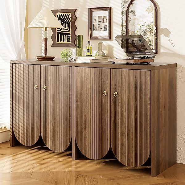 Merax Sideboard in Walnussoptik (Aufbewahrungsschrank Anrichte günstig online kaufen