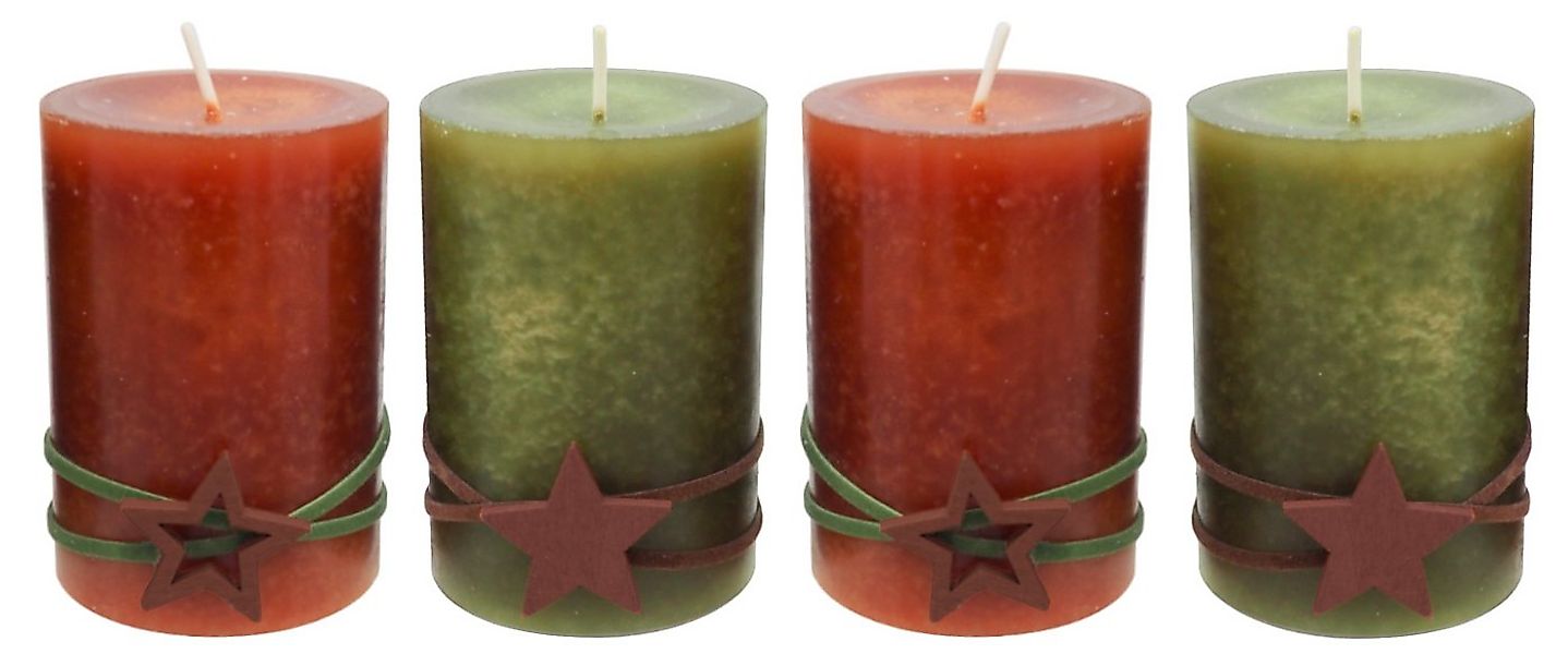 ZauberDeko Adventskerze 4 Adventskerzen Stumpenkerzen Grün Marone Braun Ora günstig online kaufen