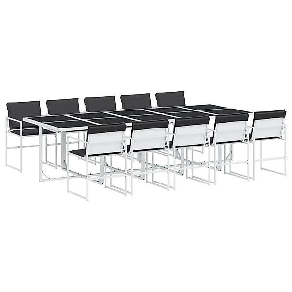 vidaXL 11-Tlg Garten-Essgruppe mit Kissen Weiß Textilene 3295106 günstig online kaufen