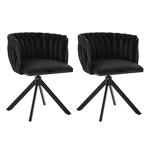 Set aus 2 Velours-Drehstuhl, 180°-Schwenkfunktion, Ergonomische Rückenunter günstig online kaufen