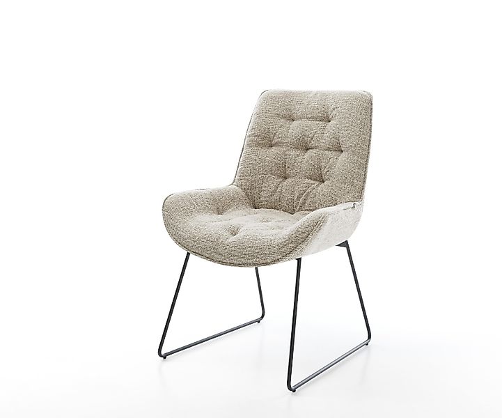 Esszimmerstuhl Taimi-Flex Webstoff Soft Beige Kufengestell Schwarz günstig online kaufen