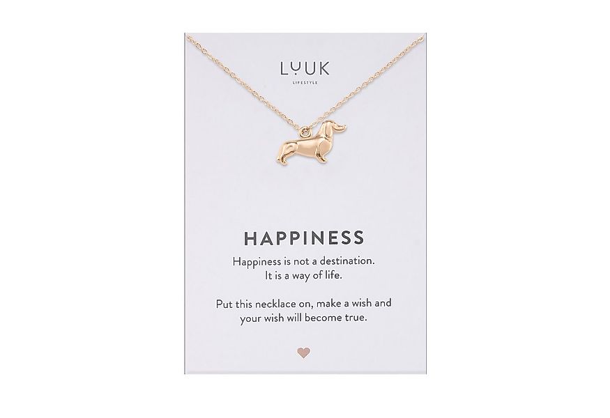 LUUK LIFESTYLE Kette mit Anhänger Dackel, mit HAPPINESS Spruchkarte günstig online kaufen