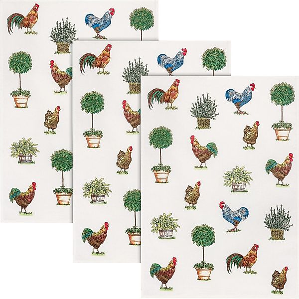 Kracht Geschirrtuch Geschirrtuch 3er-Pack, Halbleinen Motiv günstig online kaufen