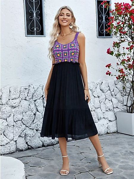 BlauWave Strandkleid Strandkleid, Handgehäkeltes Blumen-Patchwork-Kleid ohn günstig online kaufen
