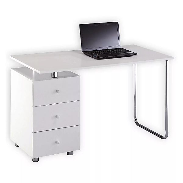 Schreibtisch NEVIO in weiß mit 3 Schubladen günstig online kaufen