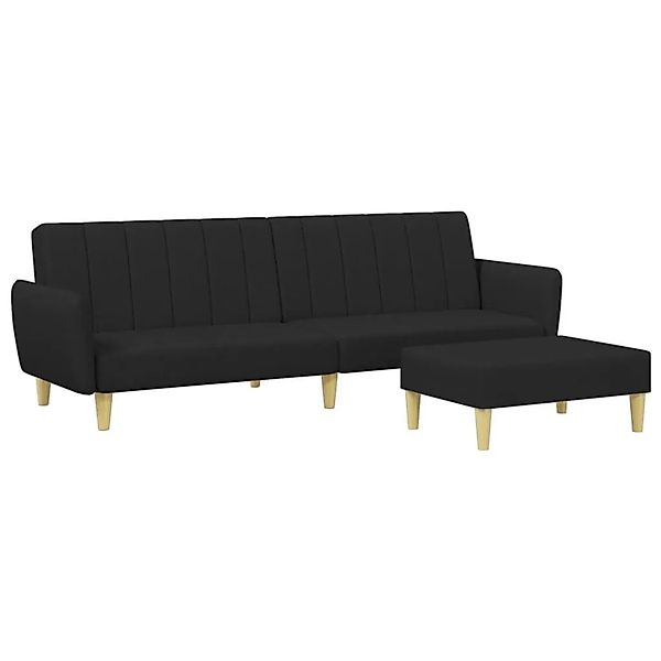 vidaXL Schlafsofa 2-Sitzer mit Fußhocker Schwarz Stoff 3216248 günstig online kaufen