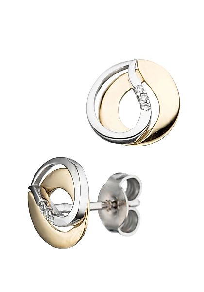 JOBO Paar Ohrstecker "Ohrringe mit 6 Diamanten", 585 Gold bicolor günstig online kaufen
