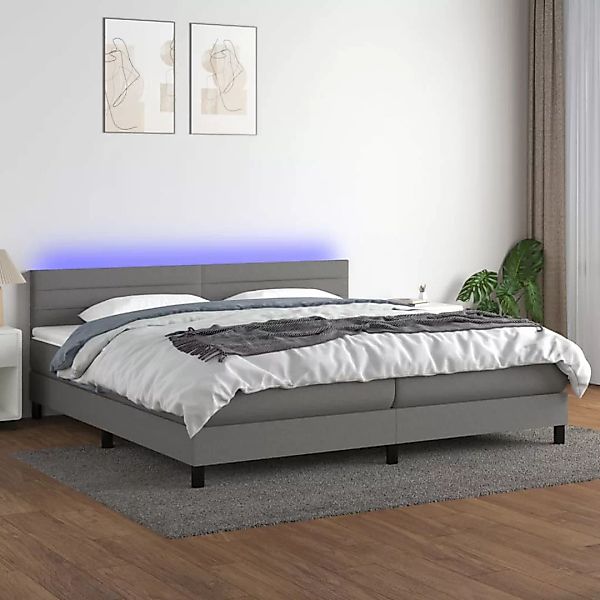 Vidaxl Boxspringbett Mit Matratze & Led Dunkelgrau 200x200 Cm Stoff günstig online kaufen
