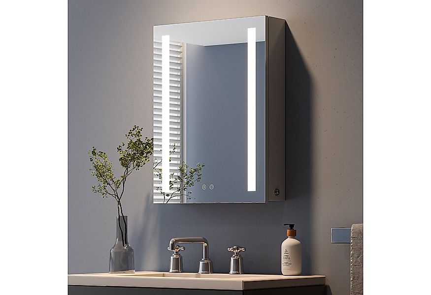 Dripex Badezimmerspiegelschrank LED Spiegelschrank mit Steckdose und Glasab günstig online kaufen
