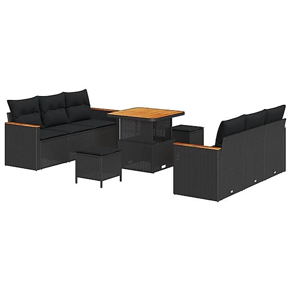 vidaXL Gartensofa-Set mit Kissen 11 Stk Schwarz Poly-Rattan 3364944 günstig online kaufen