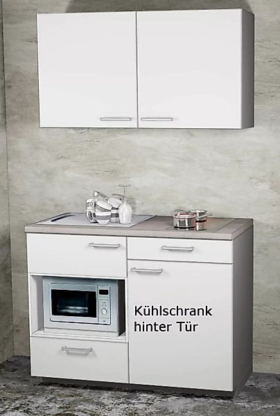 Miniküche MANKAMINI 115 (Höhe XXL) Seidengrau, 120 cm mit Kochfeld/Mikro/Kü günstig online kaufen