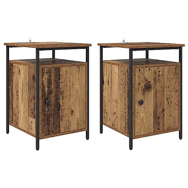 vidaXL Nachttisch 2 Stk Altholz 40 x 42 x 60cm Holzwerkstoff 881807 günstig online kaufen