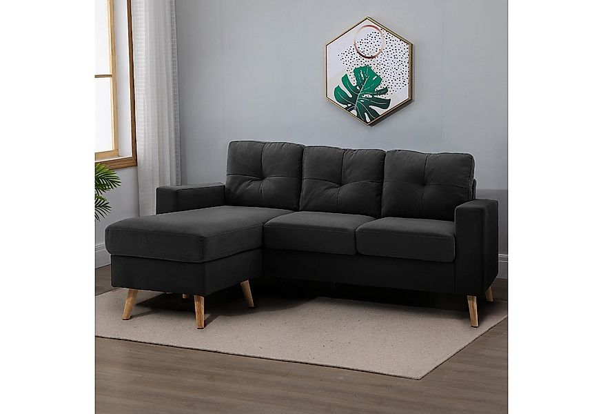 HOMCOM 3-Sitzer Eckcouch in L-Form, Eckgarnitur in Leinenoptik, Stoffsofa 1 günstig online kaufen
