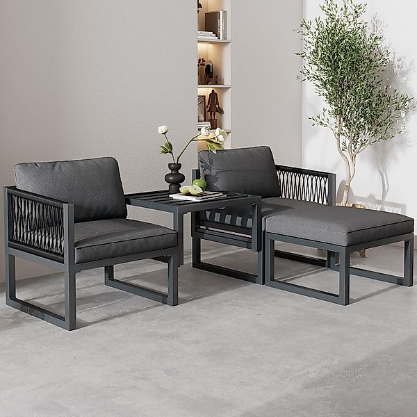 Merax Gartenlounge-Set Rope Seil Sitzgruppe, (Hocker günstig online kaufen