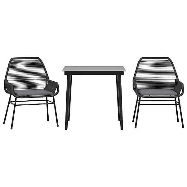 vidaXL 3-Tlg Garten-Essgruppe mit Kissen Schwarz Poly Rattan Glas 3334464 günstig online kaufen