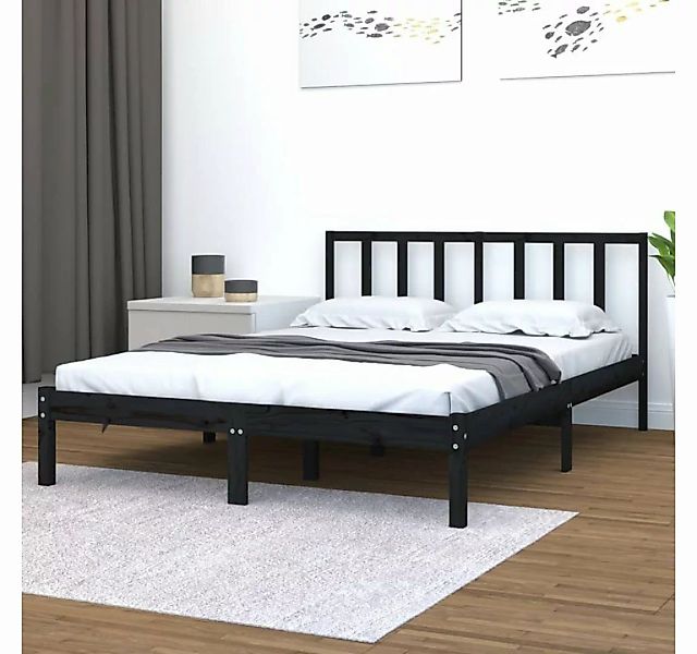 furnicato Bett Massivholzbett Schwarz Kiefer 150x200 cm günstig online kaufen