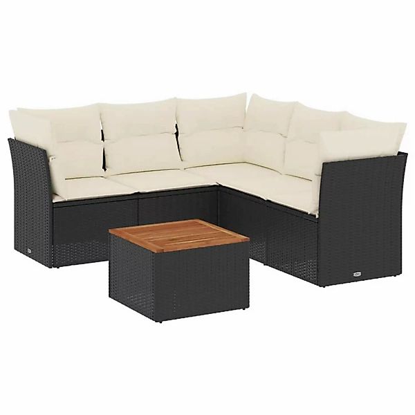 vidaXL 6-Tlg Garten-Sofagarnitur mit Kissen Schwarz Poly Rattan 3255965 günstig online kaufen