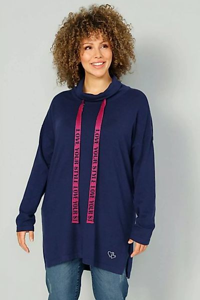 MIAMODA Rollkragenpullover Long-Pullover oversized Rollkragen Bindeband günstig online kaufen