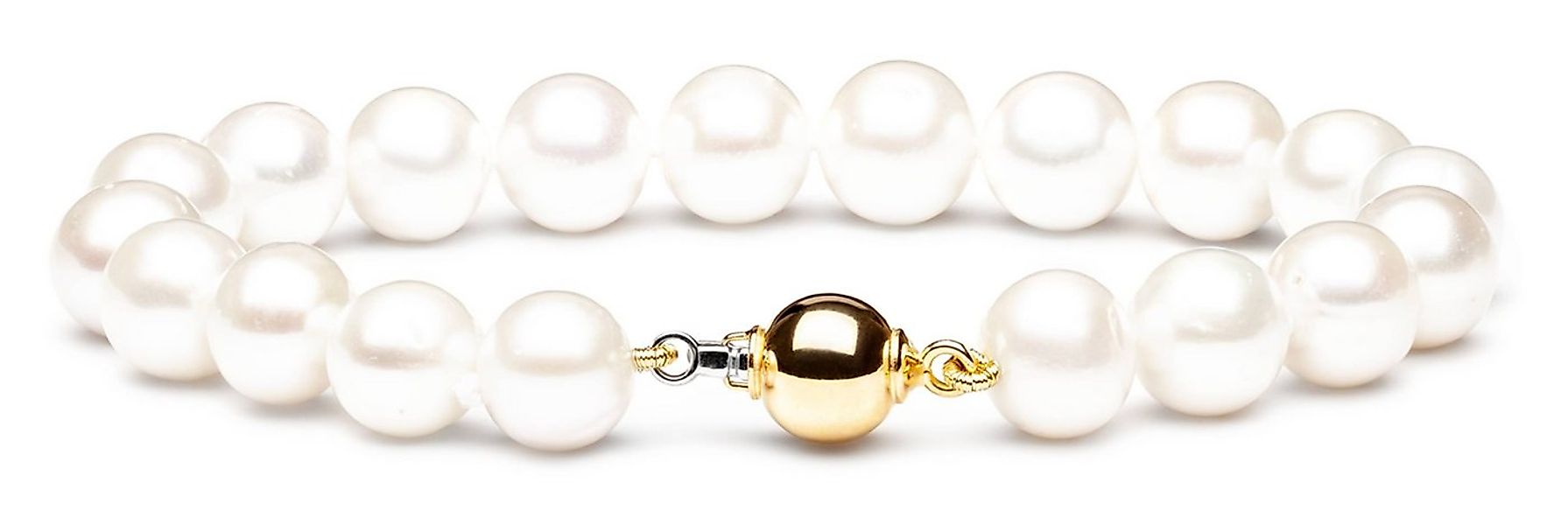 Gaura Pearls Perlenarmband klassisch-elegant weiß rund 9-10 mm, echte Süßwa günstig online kaufen