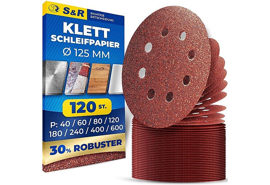 S&R Schleifpapier Klett 125 mm, Meister, 8 Löcher, 120 St Schleifblätter, ( günstig online kaufen