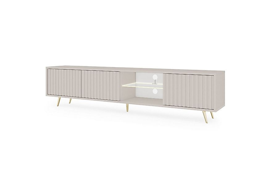 Selsey TV-Schrank BELLO mit goldenen Füßen, Lamellenfronten und LED, 175 cm günstig online kaufen