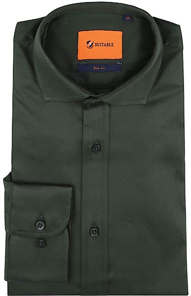 Suitable Satin Hemd Dunkelgrün - Größe 42 günstig online kaufen
