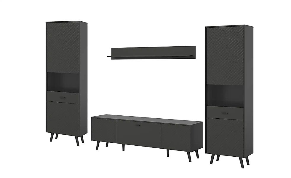 Wohnkombination  Linea ¦ grau ¦ Maße (cm): B: 331 H: 195 Kommoden & Sideboa günstig online kaufen