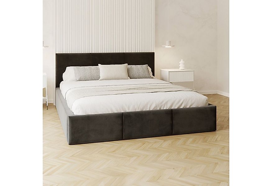 FDM Polsterbett AMBER modern mit Bettkasten MADE IN EU - mit Trinity Velour günstig online kaufen