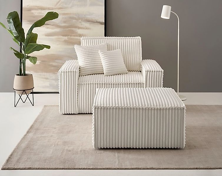 andas Loveseat »FINNLEY, Loveseat & Hocker im Set, trendige Stoffe, inkl. Z günstig online kaufen