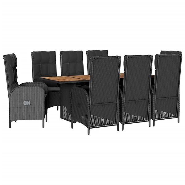vidaXL 9-Tlg Garten-Essgruppe mit Kissen Schwarz Poly Rattan 3213515 günstig online kaufen