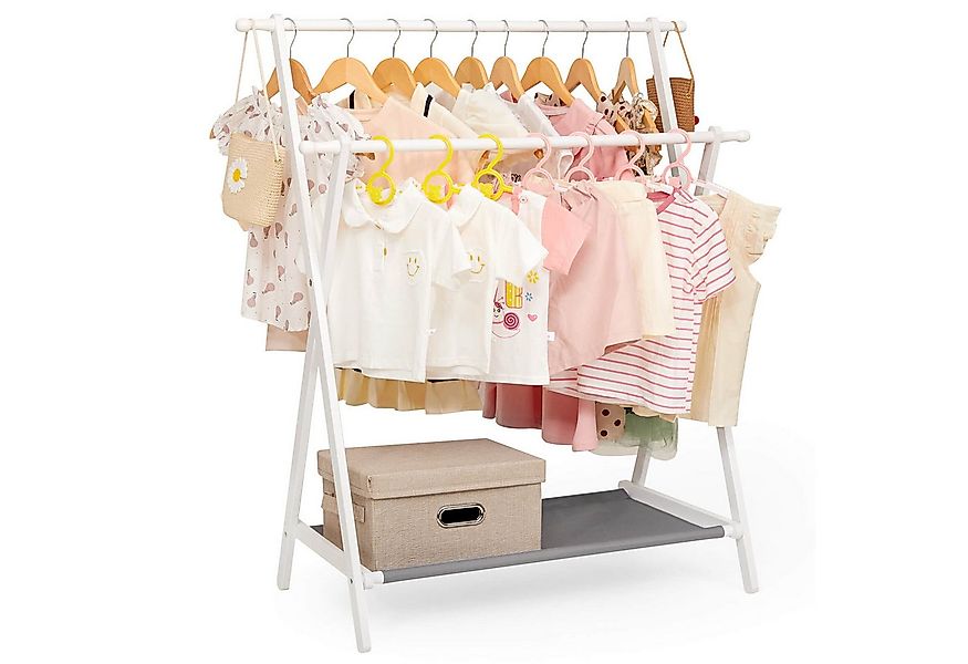 Yorbay Kleiderständer für Kinder aus Bambus Kinder Kleiderregal Doppelstang günstig online kaufen