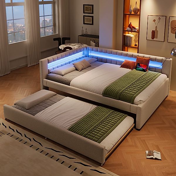 Flieks Daybett, LED Polsterbett 140x200cm mit günstig online kaufen