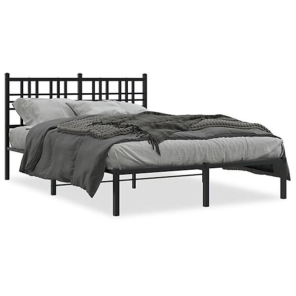 vidaXL Bettgestell mit Kopfteil Metall Schwarz 135x190 cm 376323 günstig online kaufen