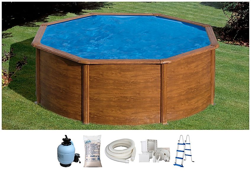 Gre Rundpool "PACIFIC in Holzoptik inkl. Zubehör", (Set, 4 tlg.), Höhe: 120 günstig online kaufen