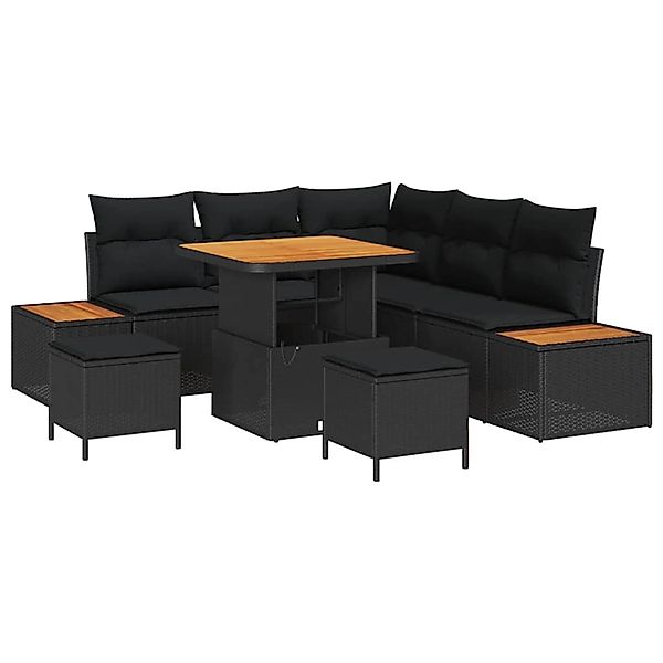 vidaXL Garten-Sofa-Set mit Kissen 8-Tlg Schwarz Poly Rattan 3362909 günstig online kaufen