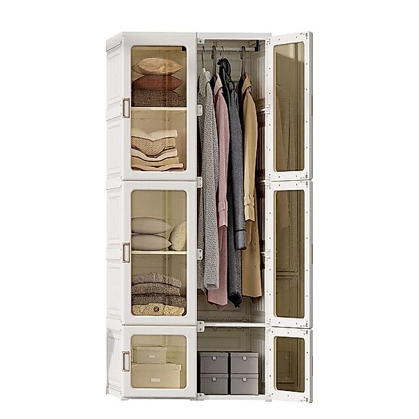 SEEZSSA Garderobenschrank Kleiderschrank mit Transparenten Türen günstig online kaufen