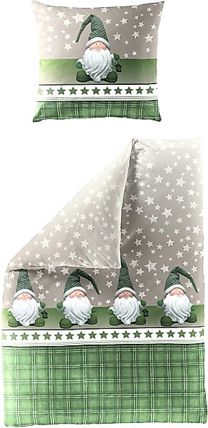 BIERBAUM Bettwäsche "Wichtel" 2 Stk. tlg. 100 % Baumwolle, Biber, unterschi günstig online kaufen