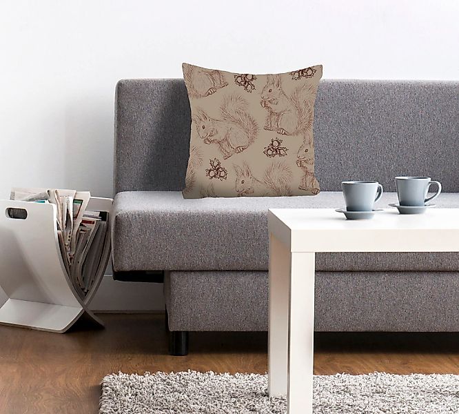 queence Dekokissen "Eichhörnchen" mit Eichhörnchen und Nüssen günstig online kaufen