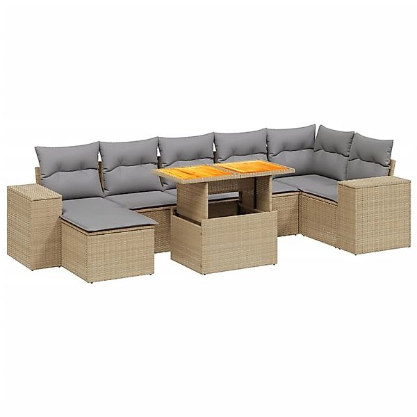 vidaXL 8-tlg Garten-Sofagarnitur mit Kissen Beige Poly Rattan Modell 270 günstig online kaufen