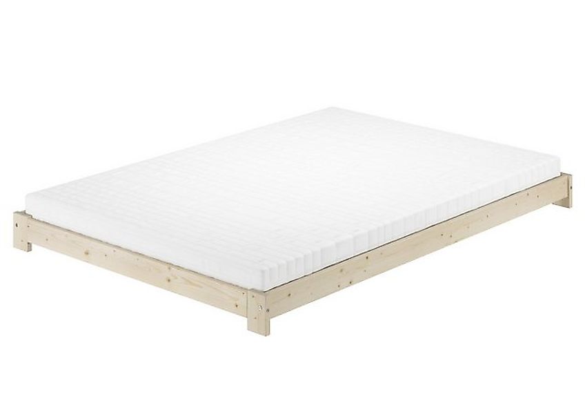 ERST-HOLZ Bett Ehebett bodennah Fichte/Tanne unbehandelt 140 x 200, Fichteu günstig online kaufen