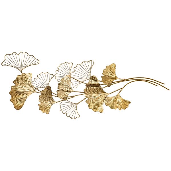 HOMCOM 3D Metall Wanddekoration, Goldene Wandkunst mit Ginkgo-Blättern 138x günstig online kaufen