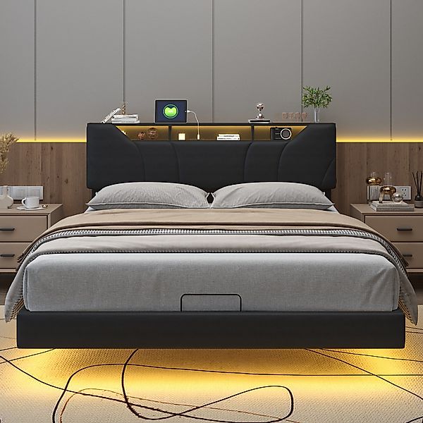 FUROKOY Stauraumbett Schwarze Hydraulisches Bett Hängebett günstig online kaufen