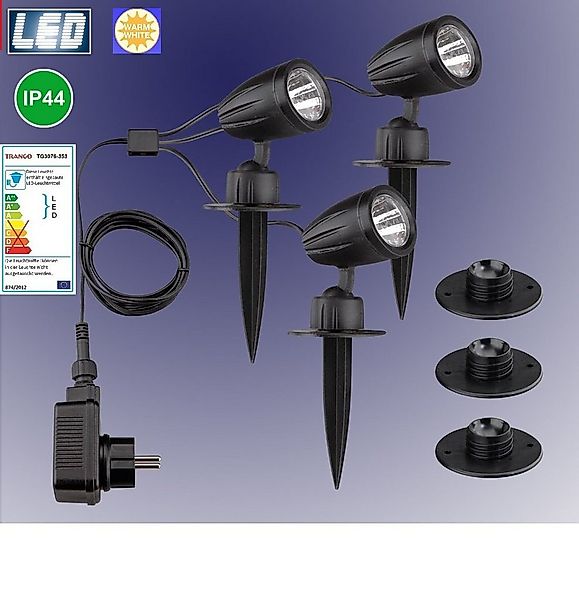 TRANGO LED Gartenstrahler, 3-flammig 3076-353 IP44 LED Gartenlampe *JOE* Au günstig online kaufen