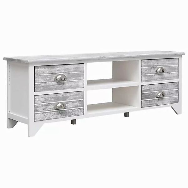 furnicato TV-Schrank Weiß und Grau 108x30x40 cm Massivholz Paulownia (1-St) günstig online kaufen