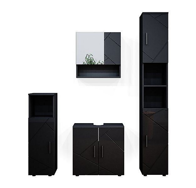 Vicco Badmöbel-Set Irma, Anthrazit Hochglanz, 4 Teile, mit Hochschrank, (4- günstig online kaufen